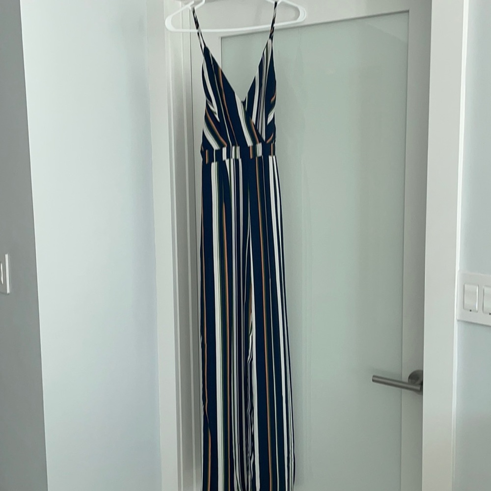 Striped wide leg jumpsuit
